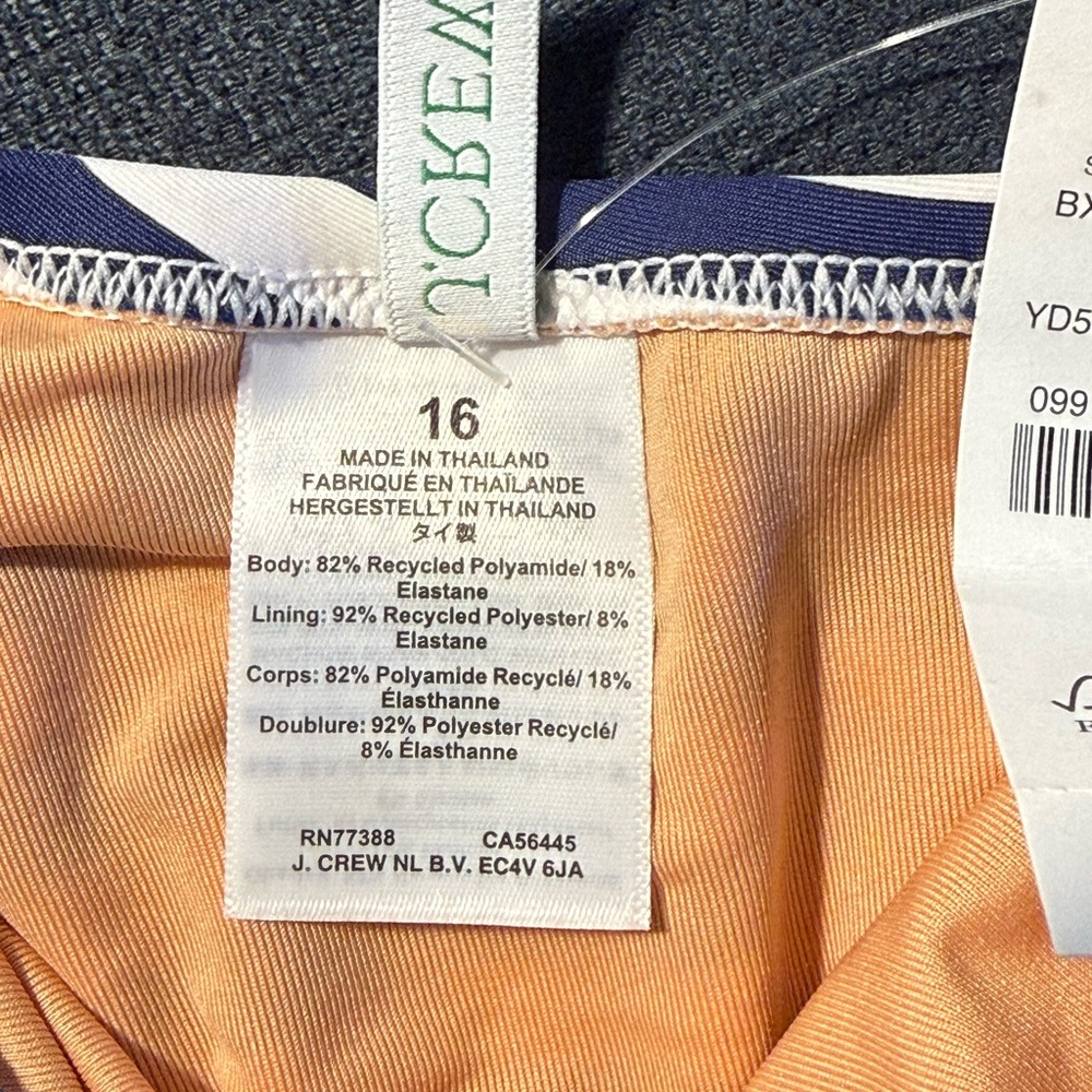 J. Crew One Shoulder Ruched One Piece Navy/White Stripes NWT size 16 - Picture 8 of 9